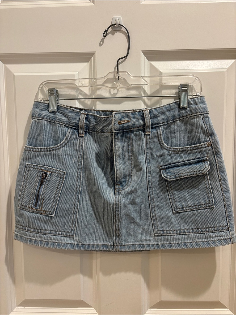 Rewash Light Blue Denim Cargo Pocket Mini Skirt